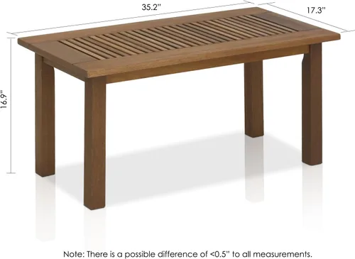 Vista 3 de Furinno FG16504 Tioman - Mesa de café de patio de madera dura al aire libre con aceite de teca, 1 nivel, marrón