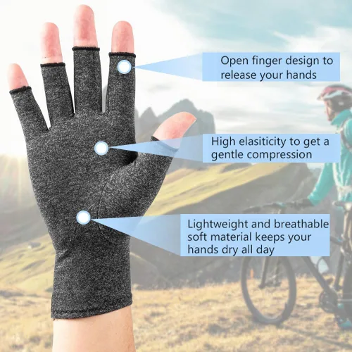 Vista 4 de Guantes de compresión sin dedos para artritis - Alivia el túnel carpiano, reumatoide, tendinitis