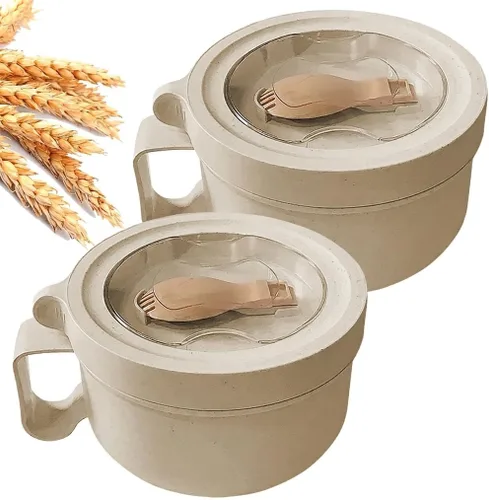 Vista 10 de Tazas para sopa de microondas con tapas, tazón de ramen para microondas de 28.7oz con tapa, diseño mejorado de agarre fácil para llevar contigo