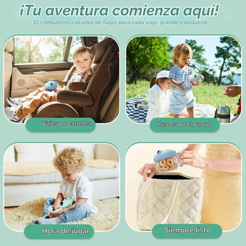 Vista 6 de SELEWARE Paquete de 2 vasos antiderrames para niños pequeños, atrapa aperitivos a prueba de derrames, con asa, Tritan y silicona sin BPA, contenedor