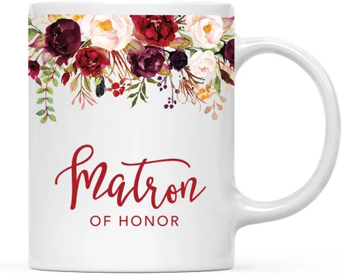 Vista 20 de Andaz Press Taza de té de cerámica para el día de la madre, regalo de 9.5 fl oz, otoño, marsala, flores burdeos, rosas, flores, tía, 1 paquete