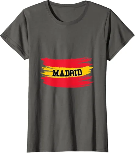 Vista 7 de Camiseta familiar de España Madrid con bandera española envejecida, Negro