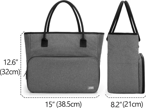Vista 6 de Yarwo Bolsa de ganchillo para tejer, bolsa de almacenamiento de hilo para proyectos de WIP, madejas de hilo, ganchos de ganchillo y agujas de tejer