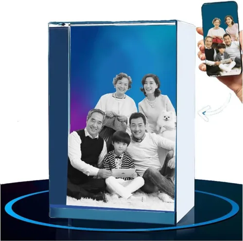 Vista 4 de Foto de cristal 3D, regalos personalizados para esposa, mujer, mamá, papá, hombres, ella, él, gran regalo personalizado con tu foto, imagen