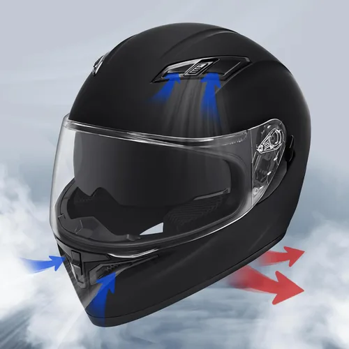 Vista 4 de Casco de motocicleta de cara completa para adultos, casco de motocicleta de doble visión, scooter para hombres y mujeres, aprobado por DOT