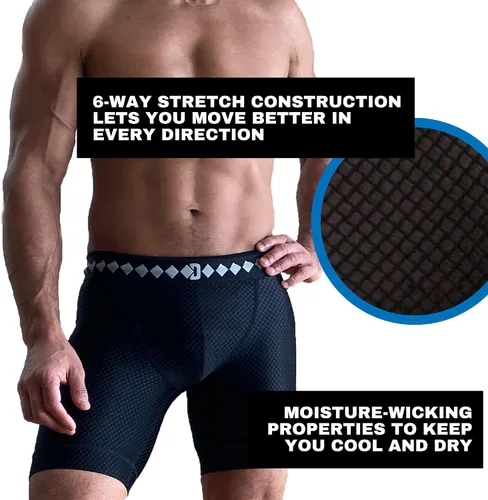 Vista 6 de Diamond MMA Pantalón corto de compresión con correa de jock integrada y sistema de copa atlética