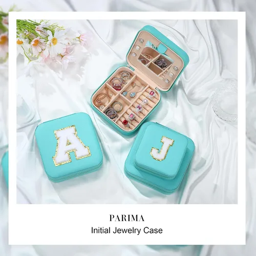 Vista 5 de Parima Joyero grande para niñas, joyero con inicial de viaje para niñas Caja organizadora de joyas grande Joyero de viaje organizador de joyero