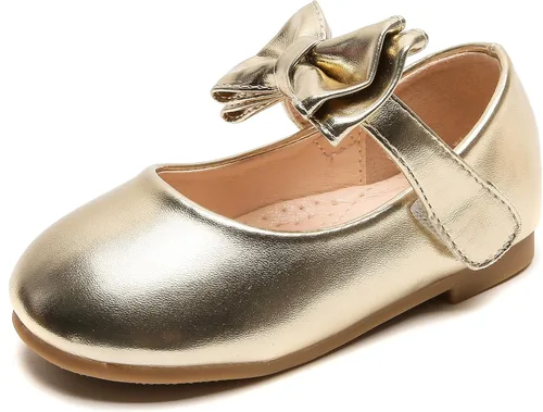 Vista 3 de DADAWEN Zapatos de vestir Mary Jane para niñas, con lazo frontal, bailarina, zapatos planos de princesa, boda, fiesta, escuela