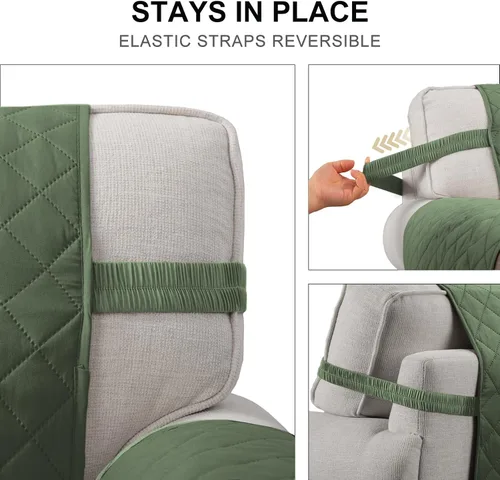 Vista 4 de HOMERILLA Fundas reversibles para sillón de dos plazas, fundas para sofá de 2 cojines, funda para sofá lavable, protector para sofá apto