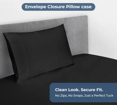 Vista 4 de Royale Linens Sábana bajera con funda de almohada, sábana bajera individual con 1 funda de almohada, 300 hilos, 100% algodón orgánico, se adapta a