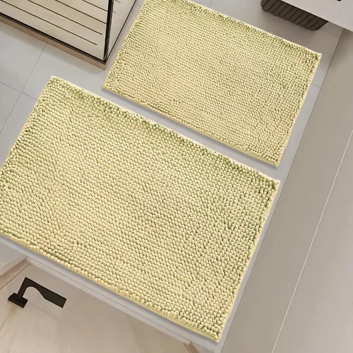 Vista 16 de Juego de alfombras de baño de 2 piezas, súper absorbente suave, gruesa, lavable en lavadora, alfombra de baño de chenilla antideslizante, alfombra
