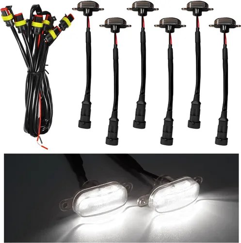 Vista 7 de Dickno 3 piezas de luces de rejilla de coche, brillantes luces LED de rejilla ámbar con arnés de cableado, lámparas impermeables de moldura