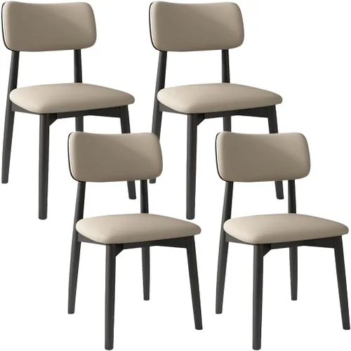 Vista 18 de YVYKFZD Solid Wood Dining Chairs, Kitchen Chairs Set with Curved Backrest, Leather Upholstered Dining Room Chair, Armless Living Room Chair, for