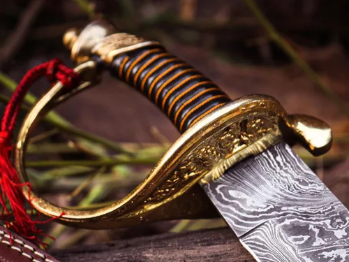 Vista 3 de Espada de corte de Damasco de 24 pulgadas, espada de plata, arte táctico, espada maestra, espada LARP, espada de cimitarra hecha a mano, espada