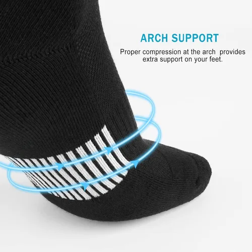 Vista 4 de WISVOOO Calcetines de tobillo para mujer, corte bajo, para correr, atléticos, acolchados, Negro