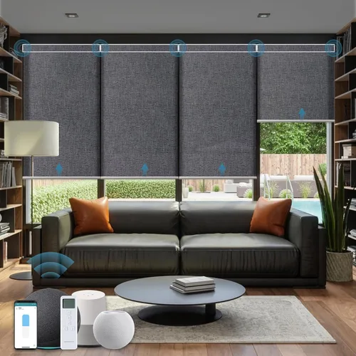 Vista 20 de Cortinas enrollables inteligentes de filtrado de luz motorizadas compatibles con HomeKit, persianas inteligentes para ventanas con 1% de apertura
