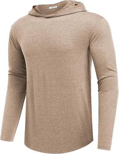 Vista 17 de PINSPARK Sudaderas ligeras con capucha tipo pullover para hombres, manga larga, sudadera con capucha para golf, gimnasio, entrenamiento, sudadera