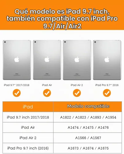 Vista 2 de DTTO - Estuche para iPad de 9.7 pulgadas 5.ª/6.ª Generación 2018/2017 con soporte para Apple Pencil, funda de cuero sintético con función atril