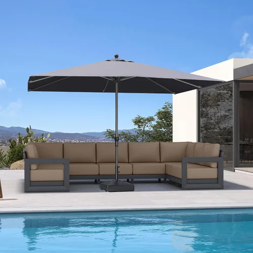 Vista 58 de PURPLE LEAF - Sombrilla de patio rectangular de 6' x 4', sombrilla de mesa para exteriores con marco de aluminio, sombrilla de mercado, sombrilla