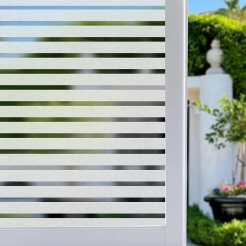 Vista 12 de Película de privacidad para ventana, diseño de rayas, no adhesiva, esmerilada, adherencia estática, esmerilada, para ventana, bloqueador solar Rayas