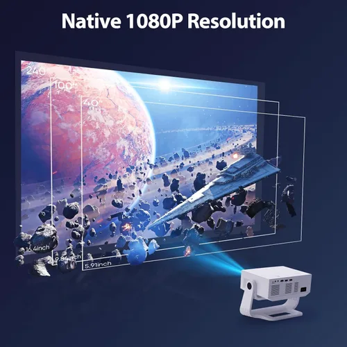 Vista 5 de Proyector con WiFi y Bluetooth, más de 1000 aplicaciones instaladas, enfoque electrónico y Keystone automático, zoom, nativo 1080P 650 ANSI
