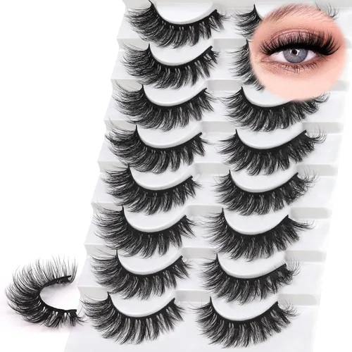 Vista 9 de Losha Pestañas de manga de 7 pares de pestañas de algodón negro, estilo Texas, estilo Texas, pestañas postizas cómodas para uso diario en fiestas