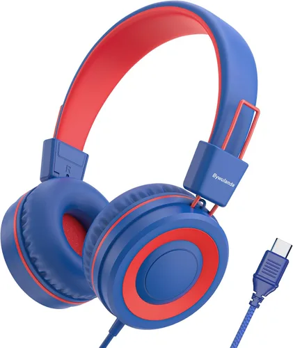 Vista 12 de Bywulanda Auriculares USB Tipo C Mejorados para Niños para la Escuela, Volumen Seguro Limitado de 94dB, Sonido Estéreo HD, Auriculares Plegables