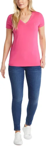 Vista 2 de Nautica Camiseta de algodón elástico súper suave con cuello en V para mujer