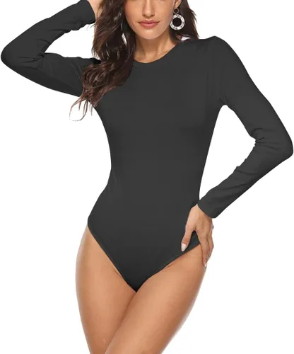 Vista 2 de PALINDA Blusa básica de manga larga elástica con cuello redondo para mujer