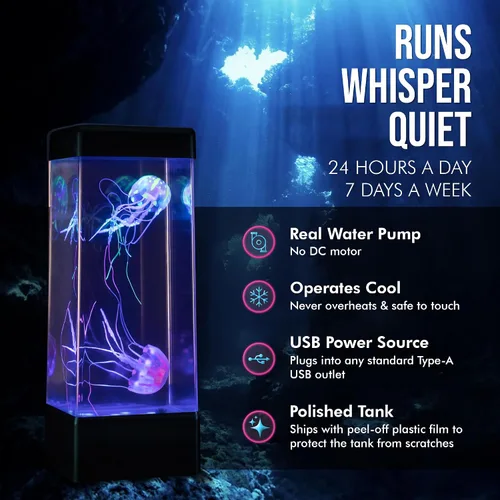 Vista 3 de JINX LUMINOUS JELLYFISH Lámpara grande de alta calidad – Luz LED de 14 pulgadas para acuario con medusas flotantes realistas – Alternativa
