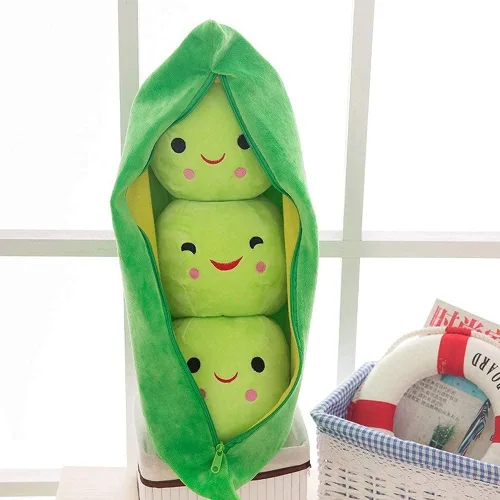Vista 2 de AOQI Muñeco de peluche gigante de guisantes en vaina, almohada de vaina de guisantes, lindos muñecos de guisantes de peluche, muñeca de planta