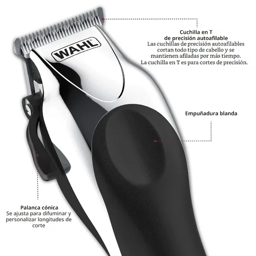 Vista 2 de Wahl Máquina cortadora de cabello de lujo, cromada, profesional, incluye 25 piezas #79524-5201