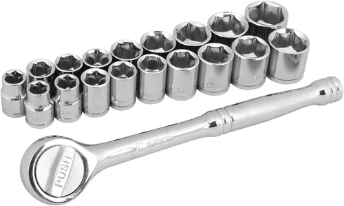 Vista 2 de Performance Tool W38301 Juego de llaves de vaso de 6 puntos SAE y métricas de 19 piezas de 3/8 pulgadas con trinquete