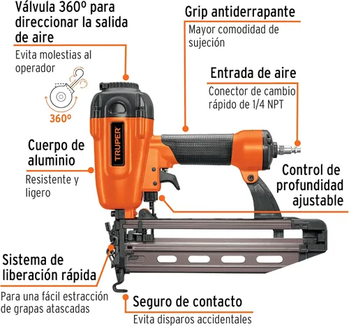 Vista 2 de Truper 13181 / CLNEU-2-1/2X 1" a 2 1/2" 16 calibre de alicates de aire con estuche de plástico