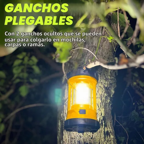 Vista 6 de Linterna de campamento de 3000 lúmenes, faroles LED para cortes de energía con cargador de teléfono de 4400 mAh, linterna recargable resistente a