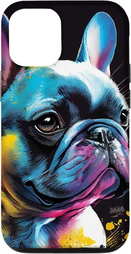 Vista 28 de French Bulldog Puppy Colorful Illustration Graphic Case for iPhone 17