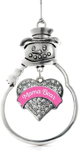 Vista 147 de Inspired Silver - Big Sis - Adorno de Navidad plateado - Adorno de árbol de Navidad con dije de corazón con circonita cúbica - Decoración colgante