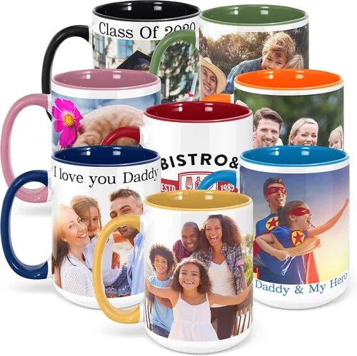 Vista 3 de Taza de café con foto personalizada, negra, 11 oz o 15 oz taza personalizada con imagen, texto, nombre - taza personalizada, regalos con fotos, Taza