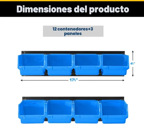 Vista 2 de Ultrawall Contenedores de almacenamiento montados en la pared, contenedores organizadores de almacenamiento colgantes de plástico, sistema