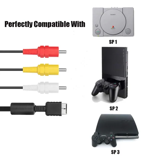Vista 6 de Cable AV PS2, cable de audio y video para PS2, PS1, PS3, audio compuesto AV a RCA, cable de TV compatible con Playstation 1/2/3 (8.2 pies)
