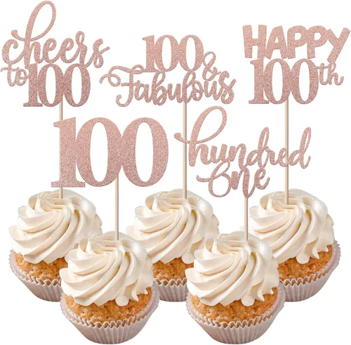 Vista 10 de Rsstarxi Paquete de 30 adornos para cupcakes de 6º cumpleaños con purpurina negra de seis Hello 6 para cupcakes Cheers to 6 años de edad