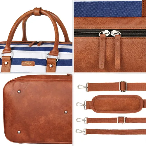Vista 8 de Bolsa de viaje de lona grande para mujer bolsa de viaje de lona con compartimento para zapatos de 21 pulgadas para mujeres y hombres juego de 3