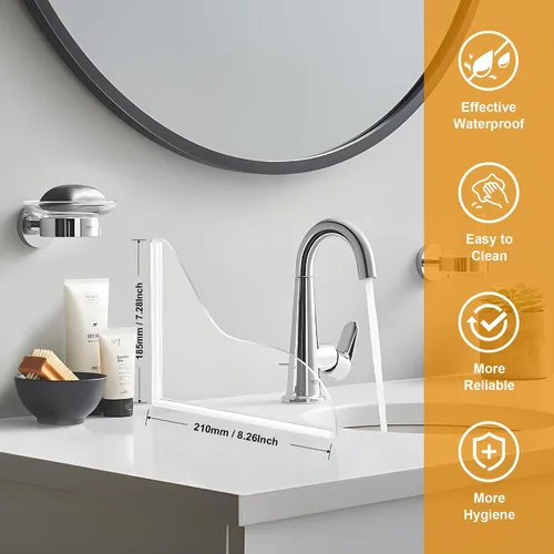 Vista 2 de UIOCSSC Protector contra salpicaduras de ducha, paquete de 2 protectores de salpicaduras de agua para bañera de silicona, autoadhesivos