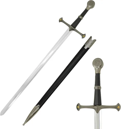 Vista 16 de Medieval Warrior Espada vikinga cruzada de la Edad Media con vaina Negro-933
