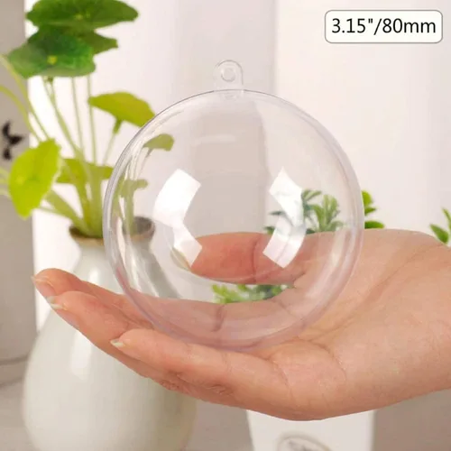 Vista 5 de Paquete de 12 bolas decorativas rellenables de plástico transparente de 3.15"/80mm para Navidad, festividades, boda, fiesta, decoración del hogar