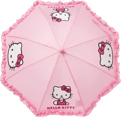 Vista 2 de SANRIO Paraguas para niña con diseño de Hello Kitty en 3D con mango de 20.0in, color rosa