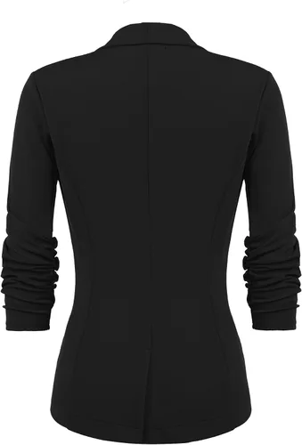Vista 3 de Beyove - Chaqueta para mujer con manga 34 elástica y fruncida con parte delantera abierta ligera blazer para trabajo y oficina S a 3XL