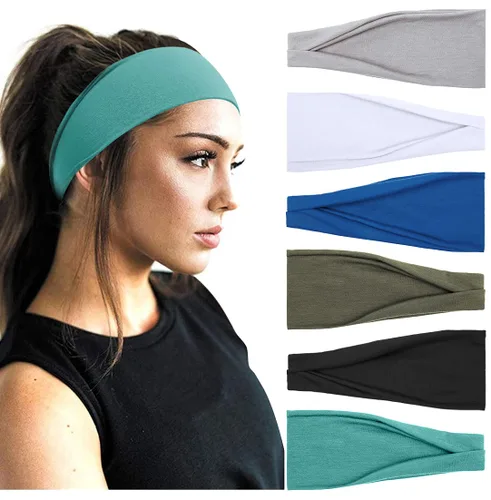 Vista 8 de Huachi Diademas bohemias para mujer, bandas anchas para la cabeza, para yoga, entrenamiento, bandas para el cabello para mujer, antideslizantes