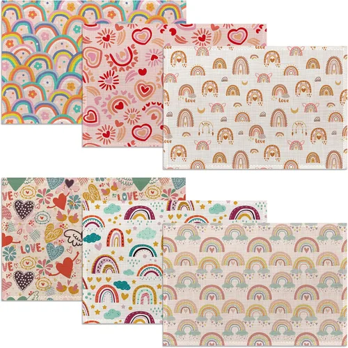 Vista 13 de Manteles individuales con diseños de gato, perro, dinosaurio, rana y oso, lindos patrones de dibujos animados, juego de 6 manteles individuales