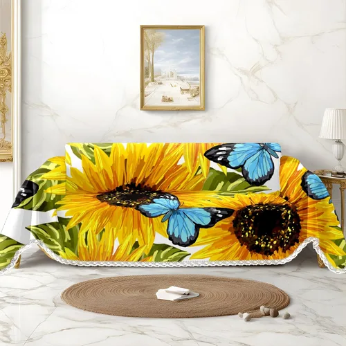 Vista 22 de Funda de sofá con estampado de flores y mariposas, fundas para sofá, fundas para sillón, funda resistente a las manchas, protector universal